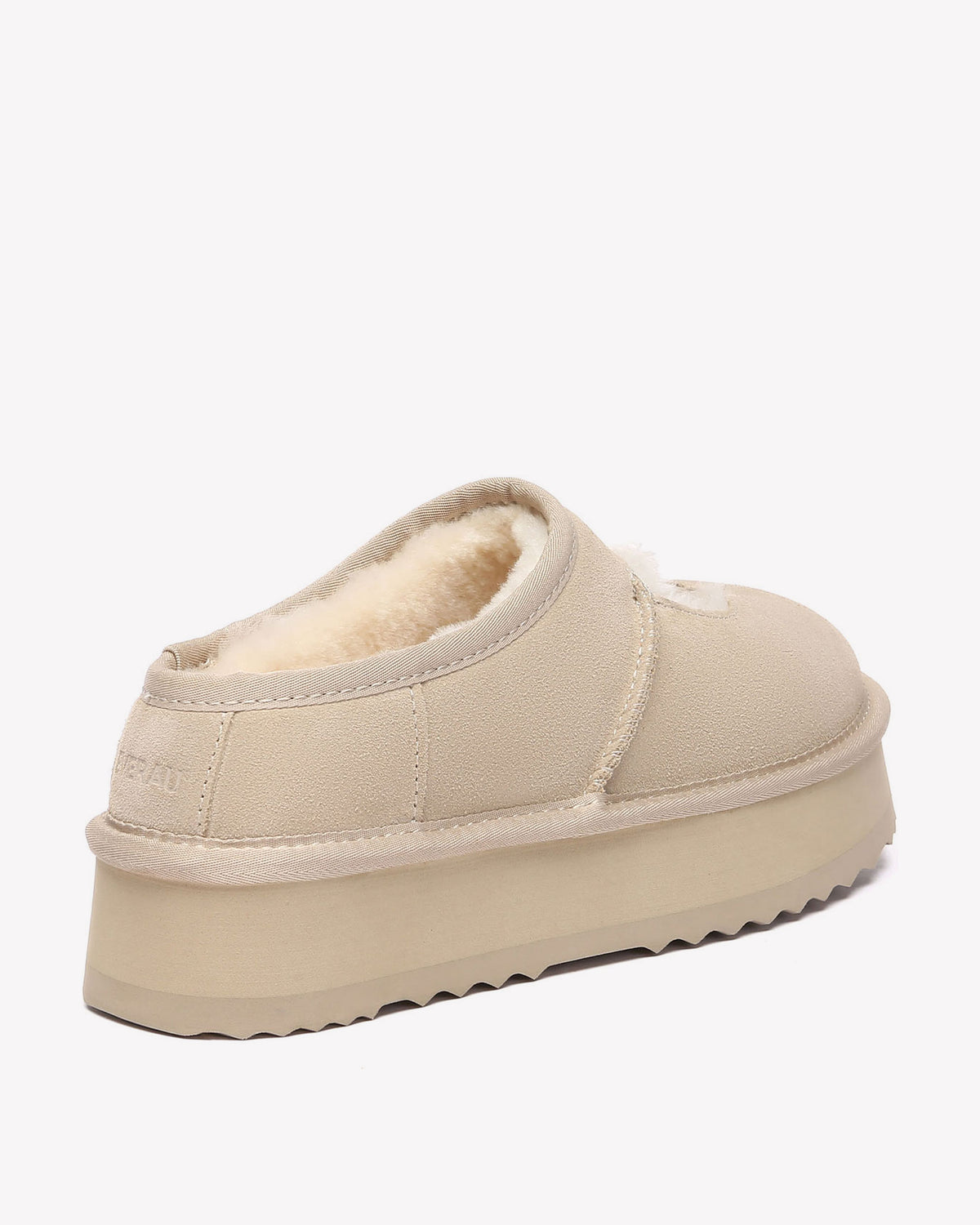 EVERAU Plumed Sand Ankle Platform Baleriny Beżowe