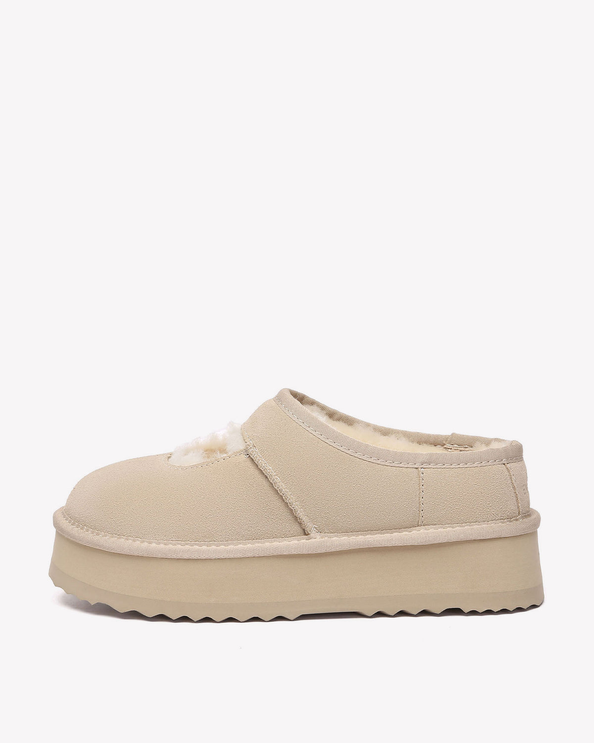 EVERAU Plumed Sand Ankle Platform Baleriny Beżowe