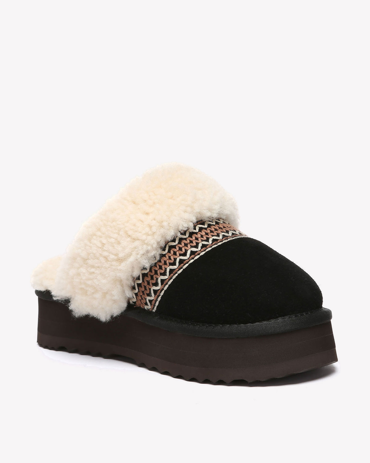 EVERAU Crake Black Platform Slippers Kapcie Czarne