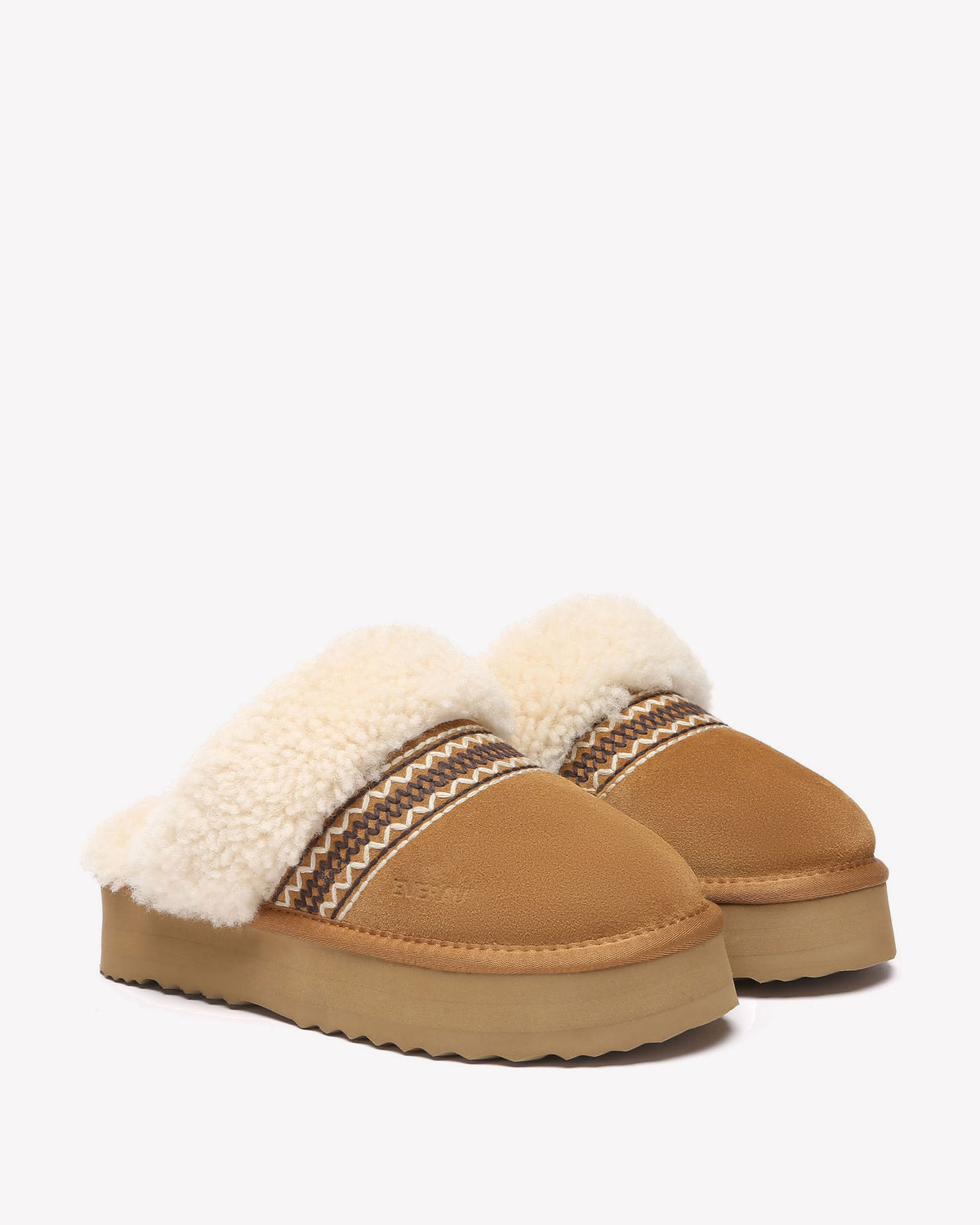 EVERAU Crake Chestnut Platform Slippers Kapcie Brązowe