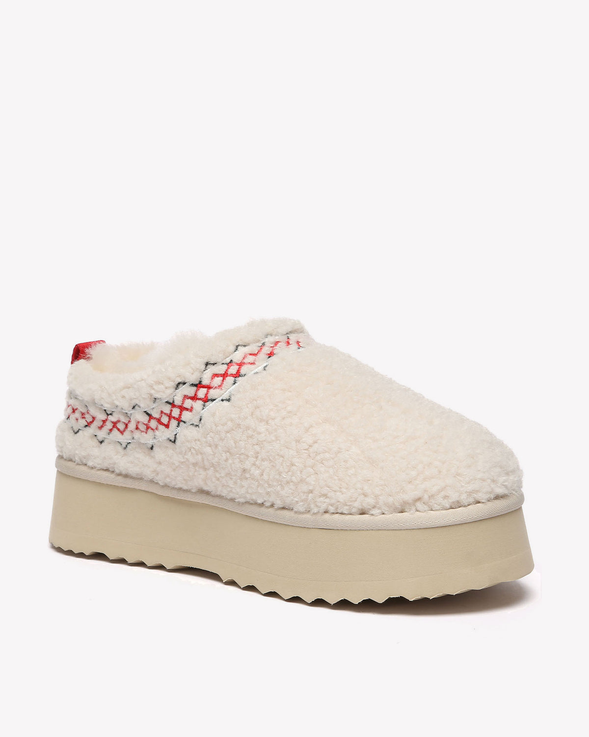 EVERAU Lewin Sand Plush Platform Slippers Kapcie Beżowe