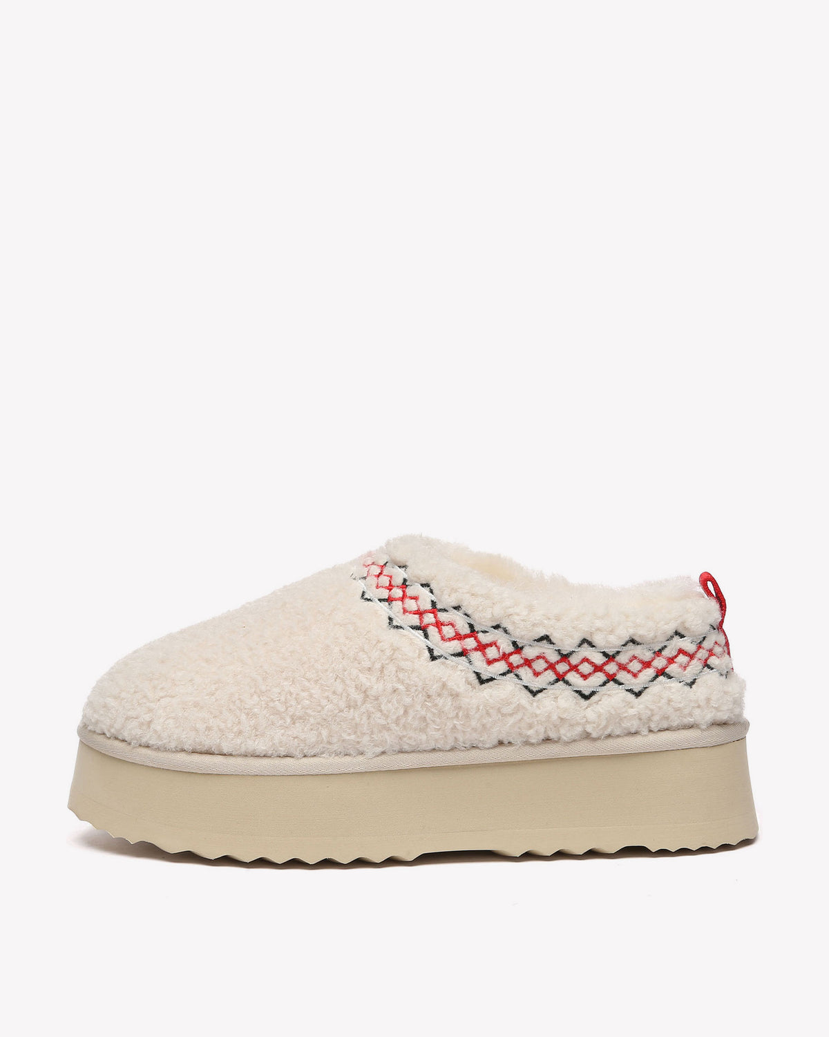EVERAU Lewin Sand Plush Platform Slippers Kapcie Beżowe