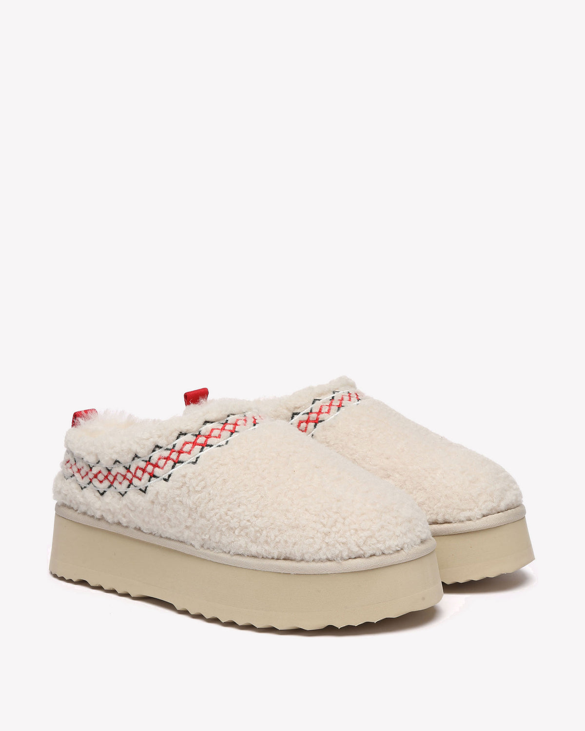 EVERAU Lewin Sand Plush Platform Slippers Kapcie Beżowe
