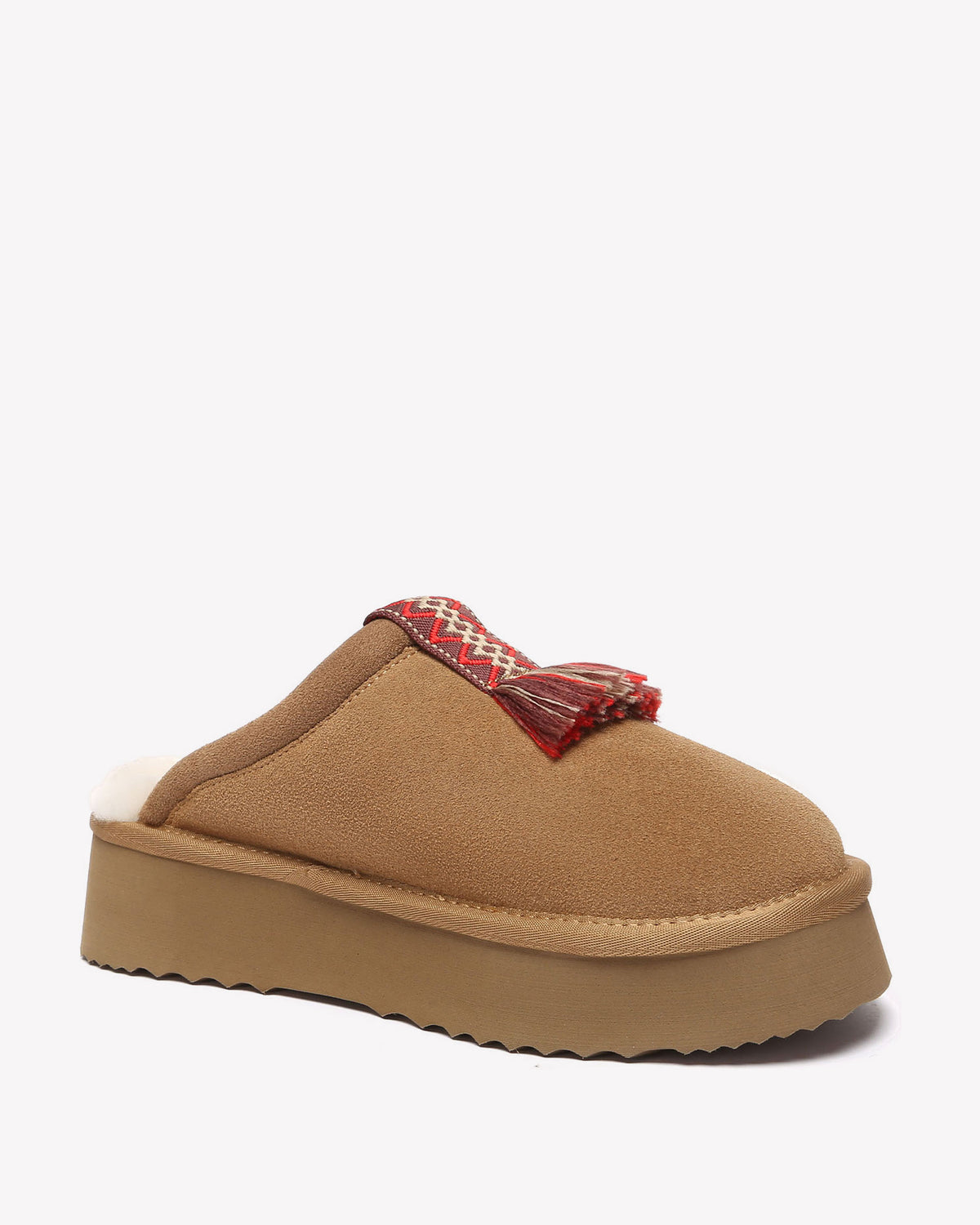 EVERAU Caspian Chestnut Platform Slippers Kapcie Brązowe