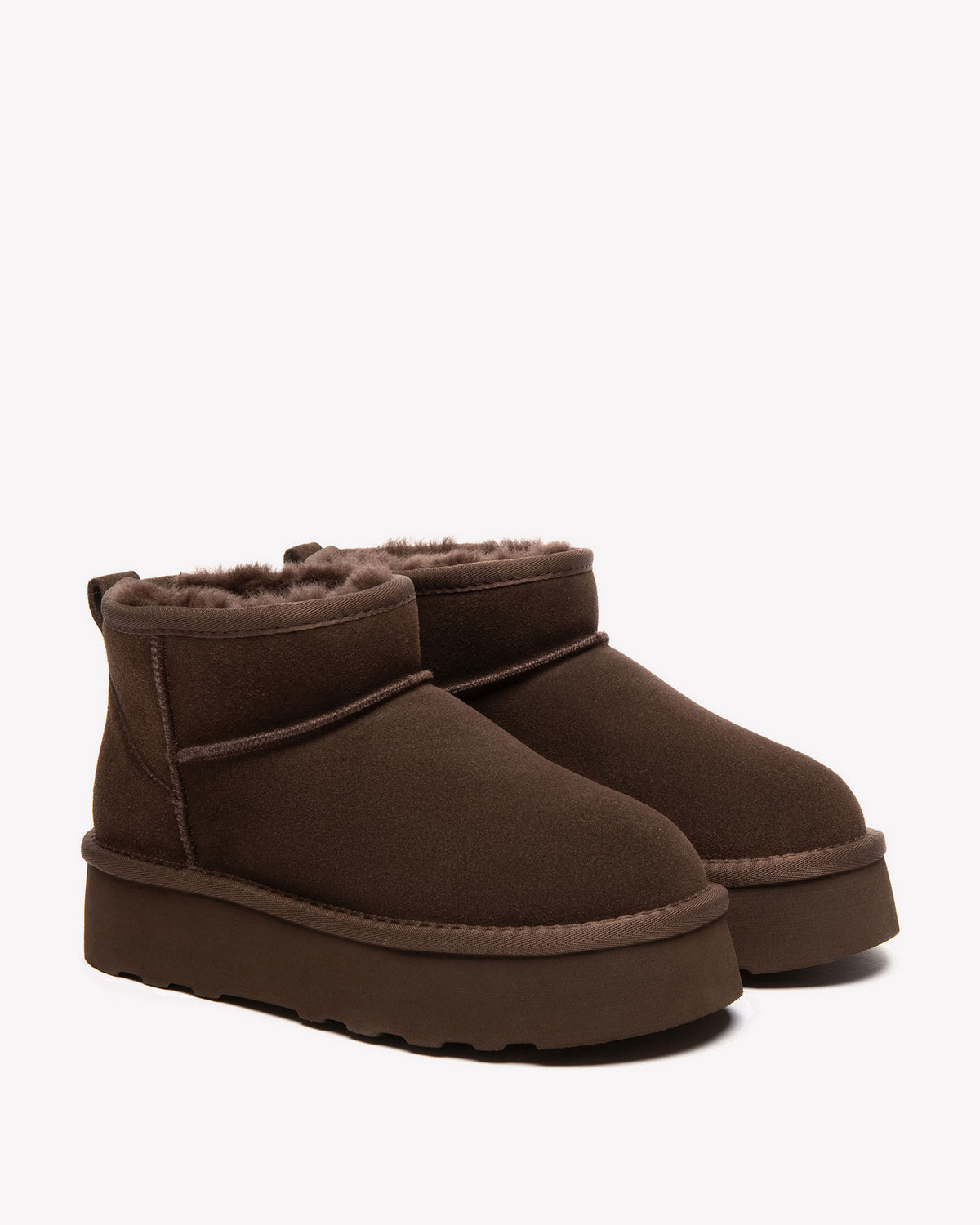 EVERAU Heron Chocolate Ultra Mini Platform Boots Botki Czekoladowe