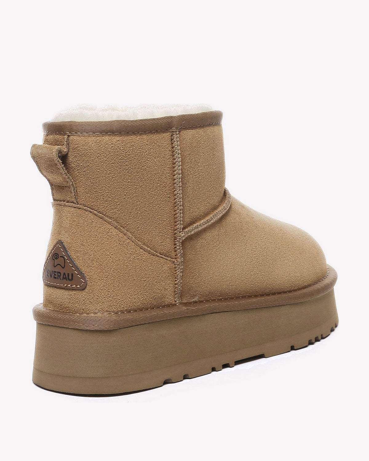 EVERAU Dusky Chestnut Leather Platform Short Boots Botki Brązowe