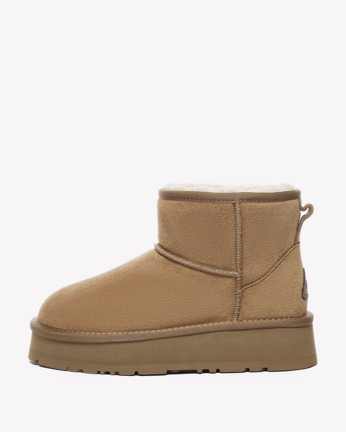 EVERAU Dusky Chestnut Leather Platform Short Boots Botki Brązowe