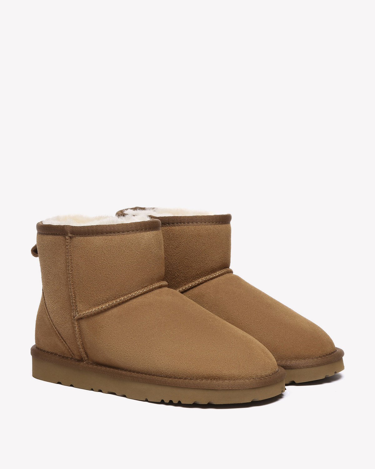 EVERAU Ostrich Chestnut Leather Short Boots Botki Brązowe
