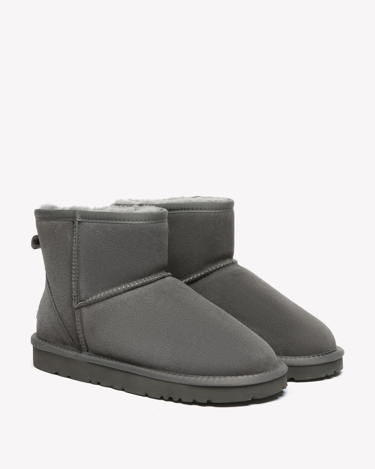 EVERAU Ostrich Grey Leather Short Boots Botki Szare