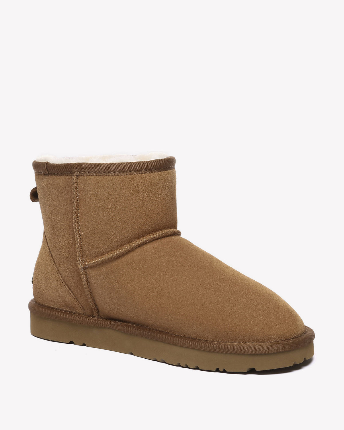 EVERAU Ostrich Chestnut Leather Short Boots Botki Brązowe