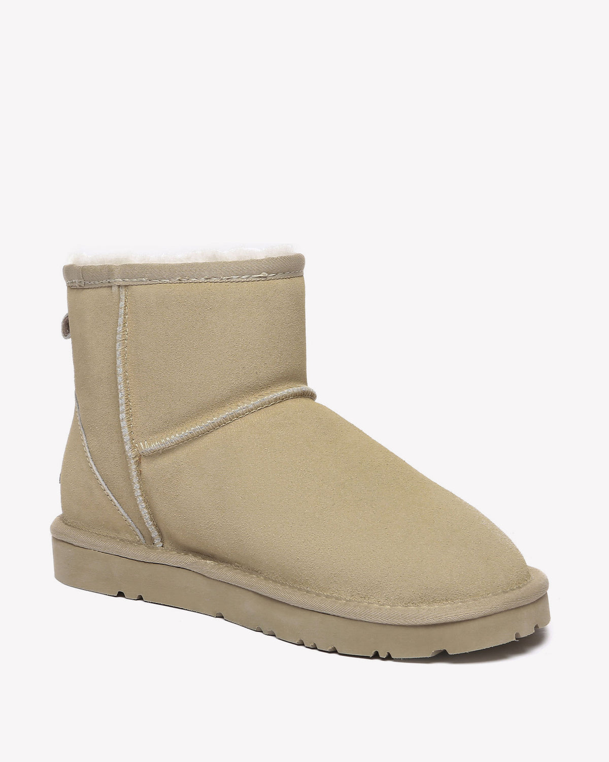 EVERAU Ostrich Sand Leather Short Boots Botki Beżowe