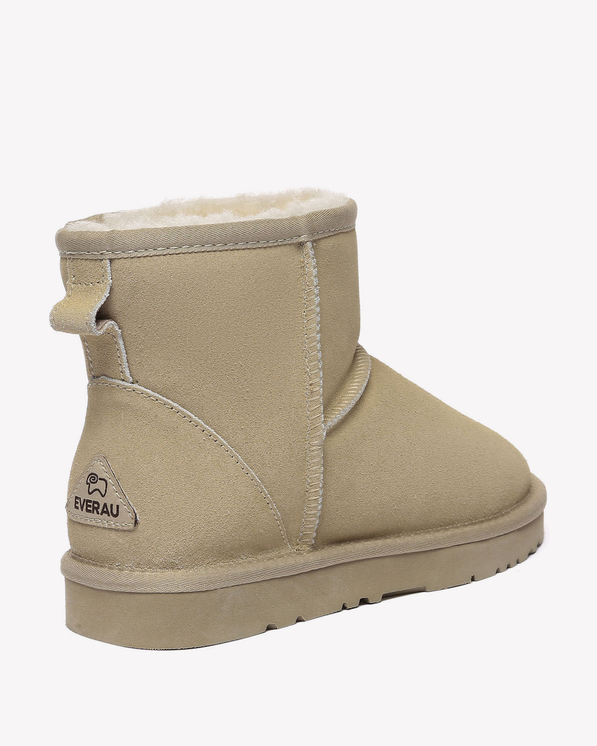 EVERAU Ostrich Sand Leather Short Boots Botki Beżowe