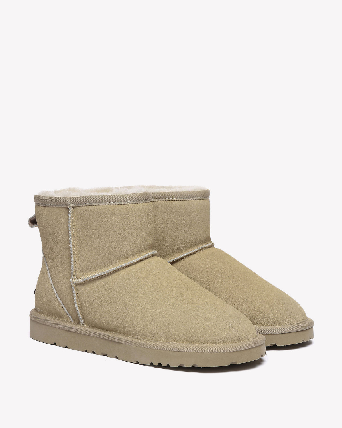 EVERAU Ostrich Sand Leather Short Boots Botki Beżowe