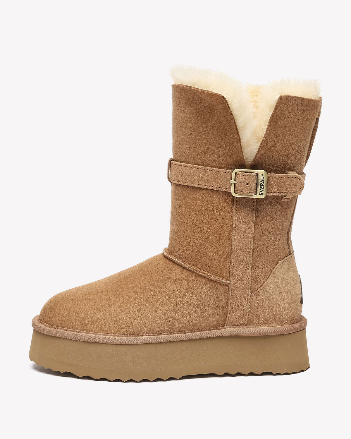 EVERAU Brush Chestnut Platform Boots Botki Brązowe