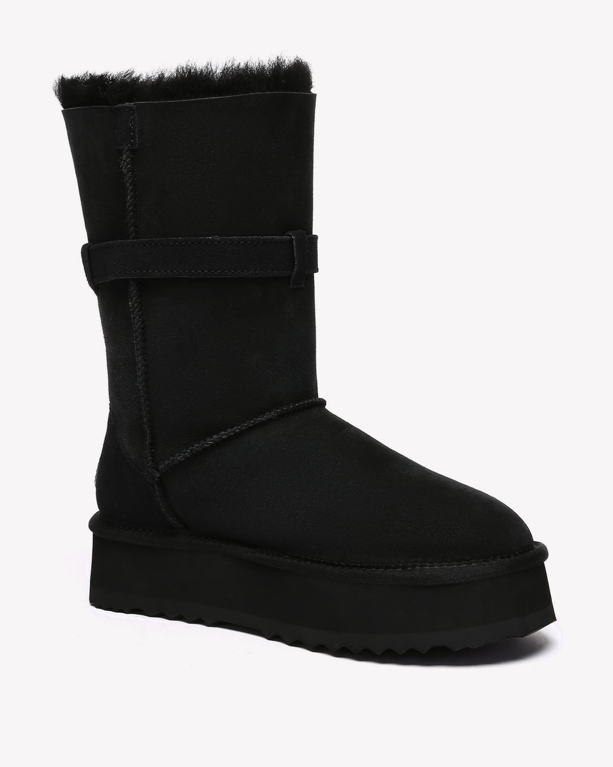 EVERAU Brush Black Platform Boots Botki Czarne