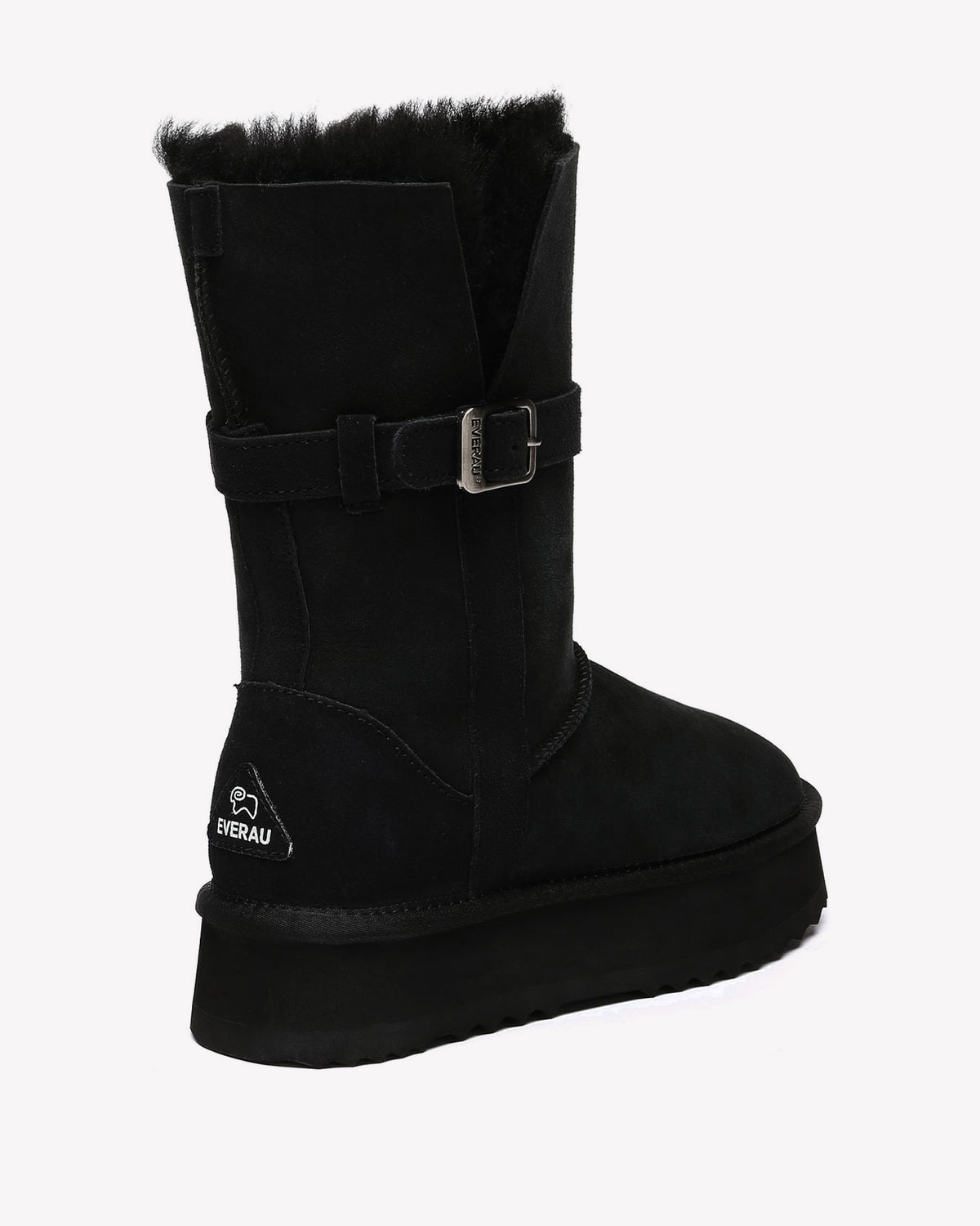 EVERAU Brush Black Platform Boots Botki Czarne