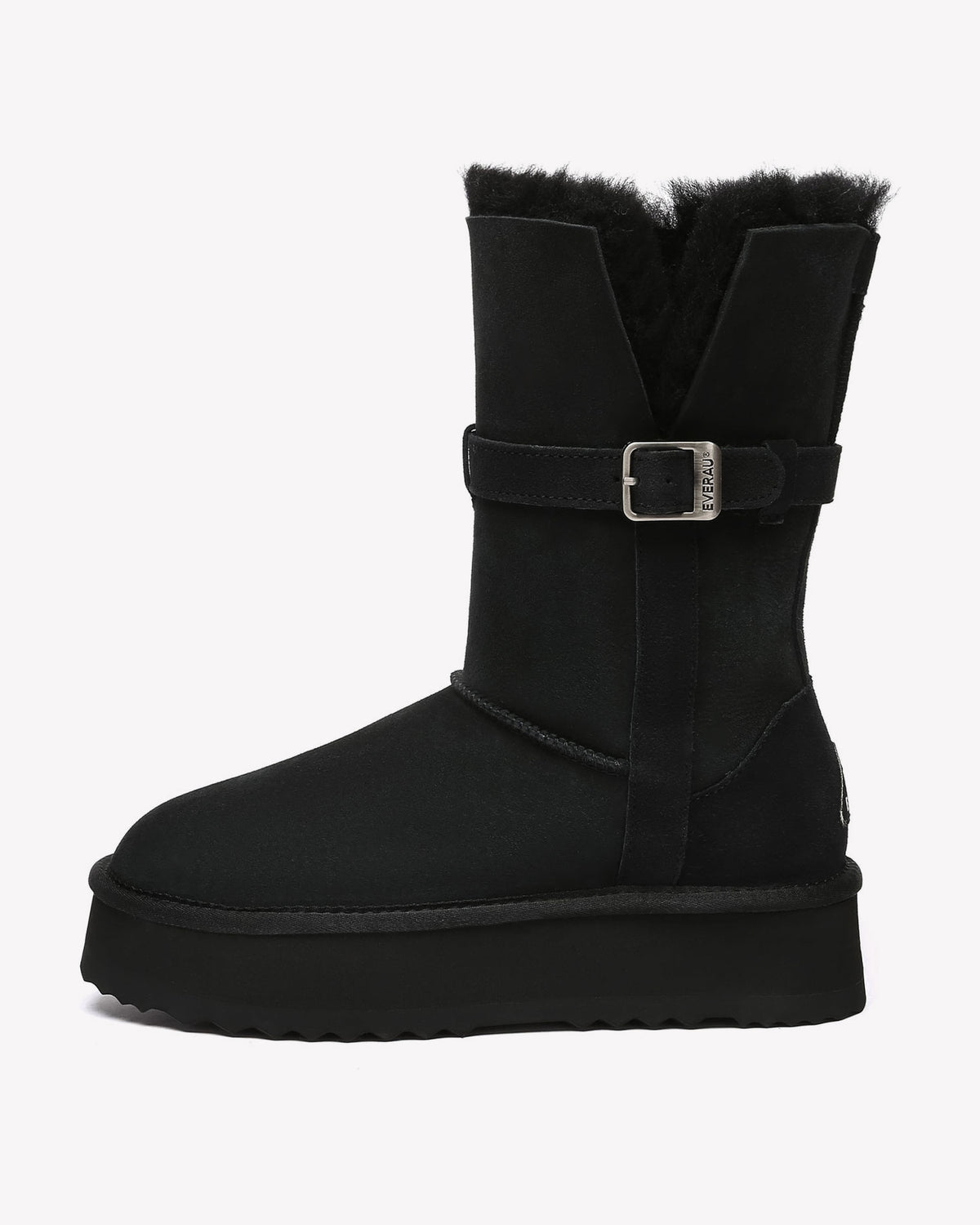 EVERAU Brush Black Platform Boots Botki Czarne