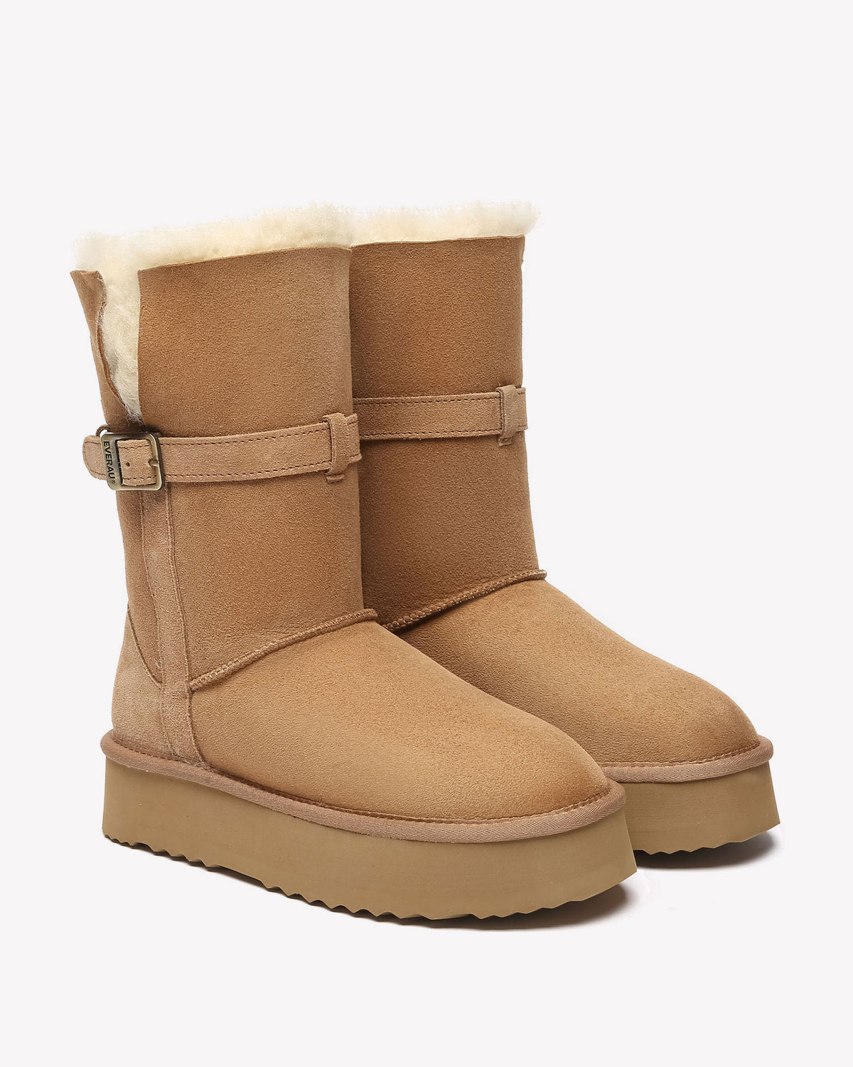 EVERAU Brush Chestnut Platform Boots Botki Brązowe