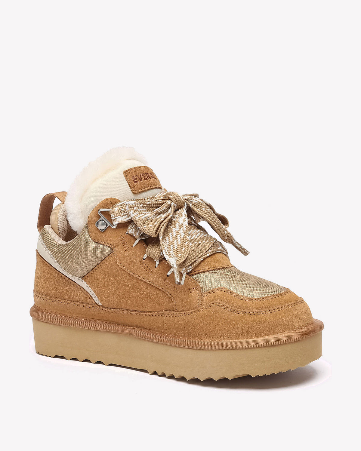 EVERAU Marbled Chestnut Lace Up Platform Sneakersy Brązowe