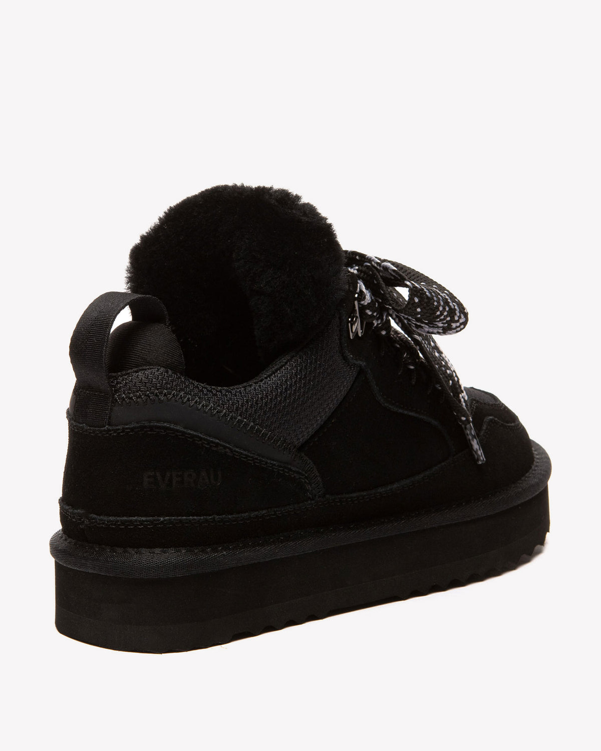 EVERAU Marbled Black Lace Up Platform Sneakersy Czarne