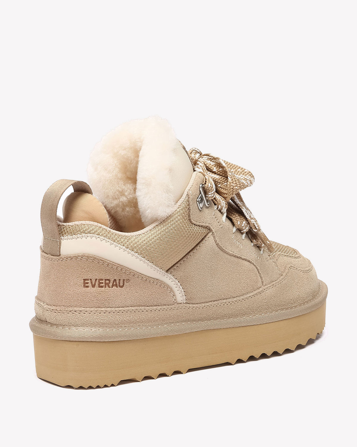 EVERAU Marbled Sand Lace Up Platform Sneakersy Beżowe
