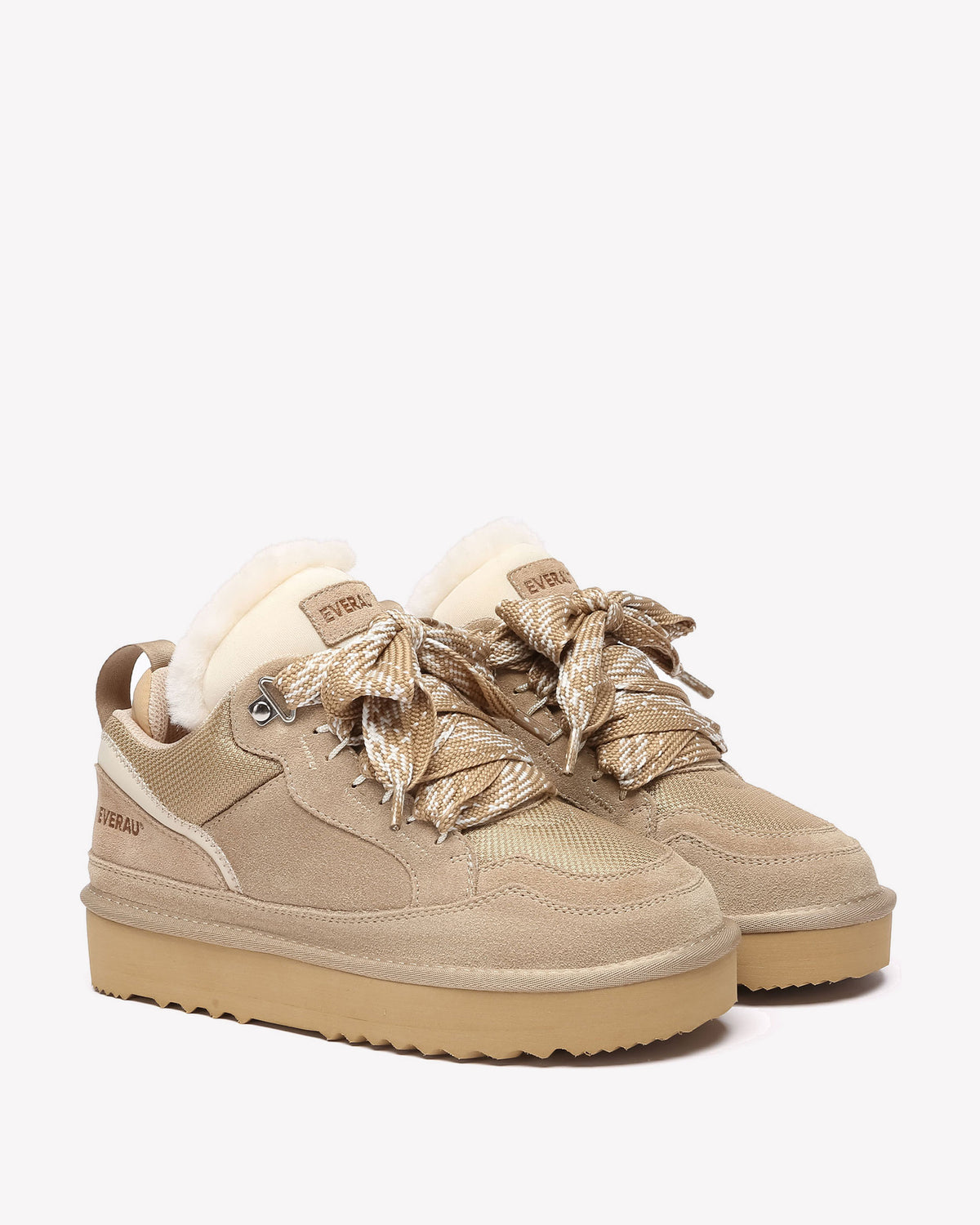 EVERAU Marbled Sand Lace Up Platform Sneakersy Beżowe