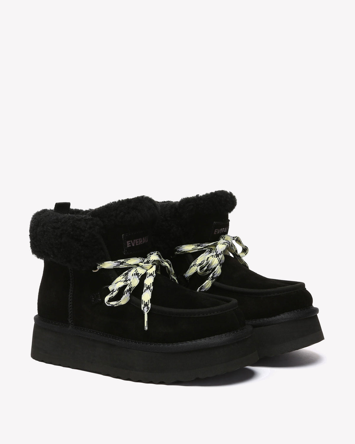 EVERAU Lapwing Black Ankle Platform Boots Botki Czarne