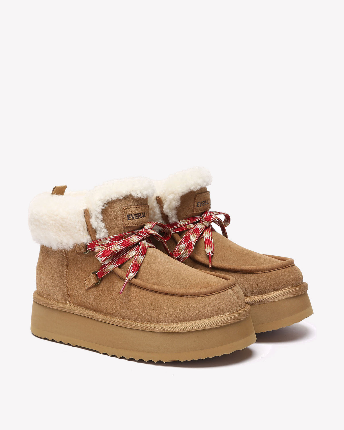 EVERAU Lapwing Chestnut Ankle Platform Boots Botki Brązowe