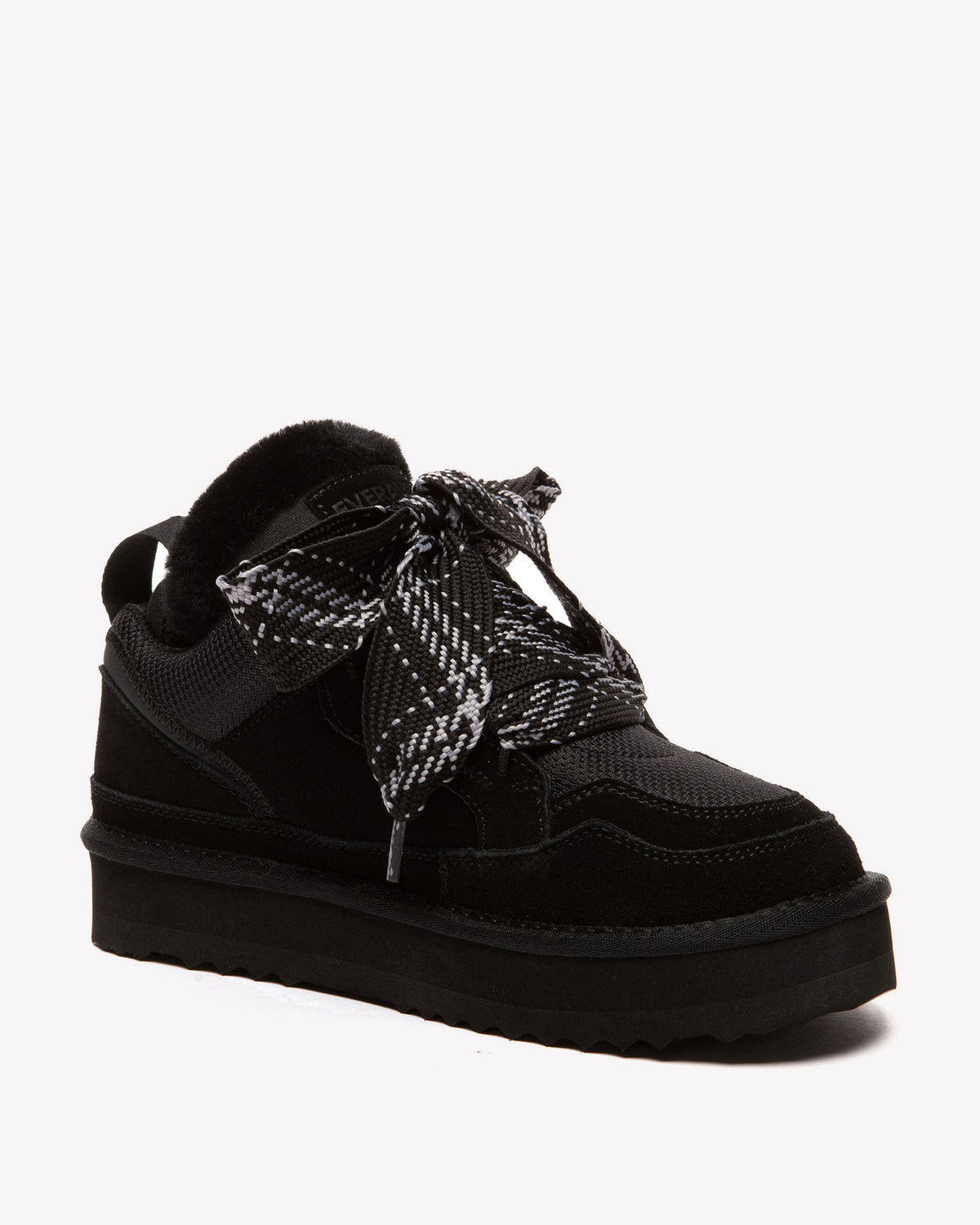 EVERAU Papuan Black Lace Up Sneakersy Czarne