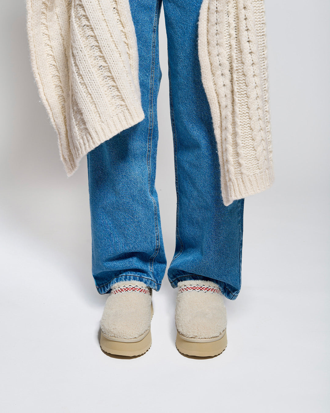 EVERAU Lewin Sand Plush Platform Slippers Kapcie Beżowe