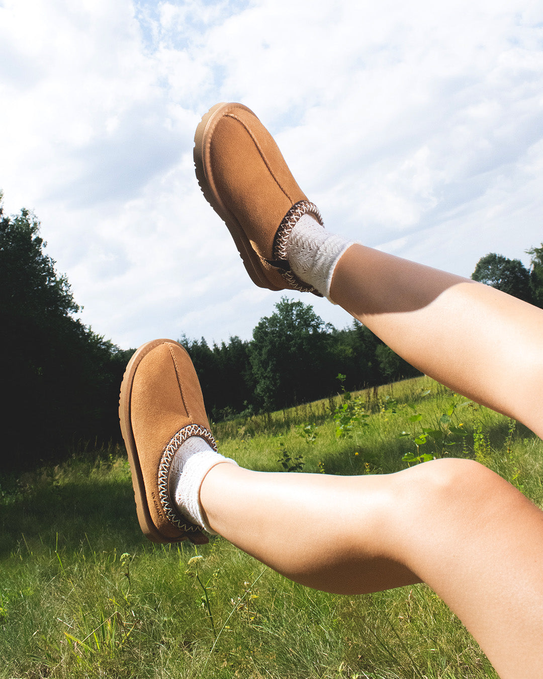 EVERAU Wigeon Chestnut Leather Slippers Brązowe