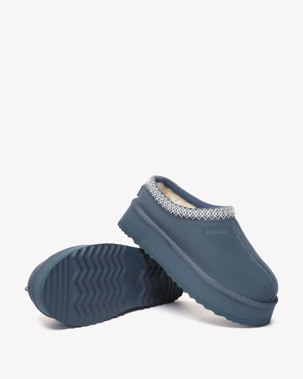 EVERAU Wonga Leather Slippers Kapcie Niebieskie