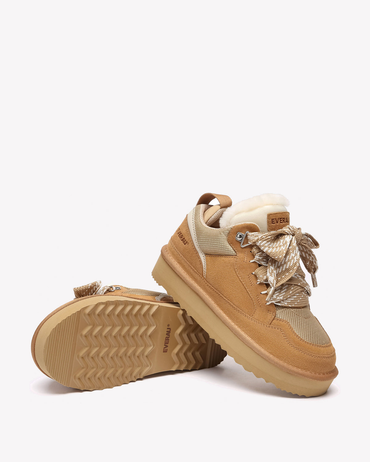 EVERAU Marbled Chestnut Lace Up Platform Sneakersy Brązowe