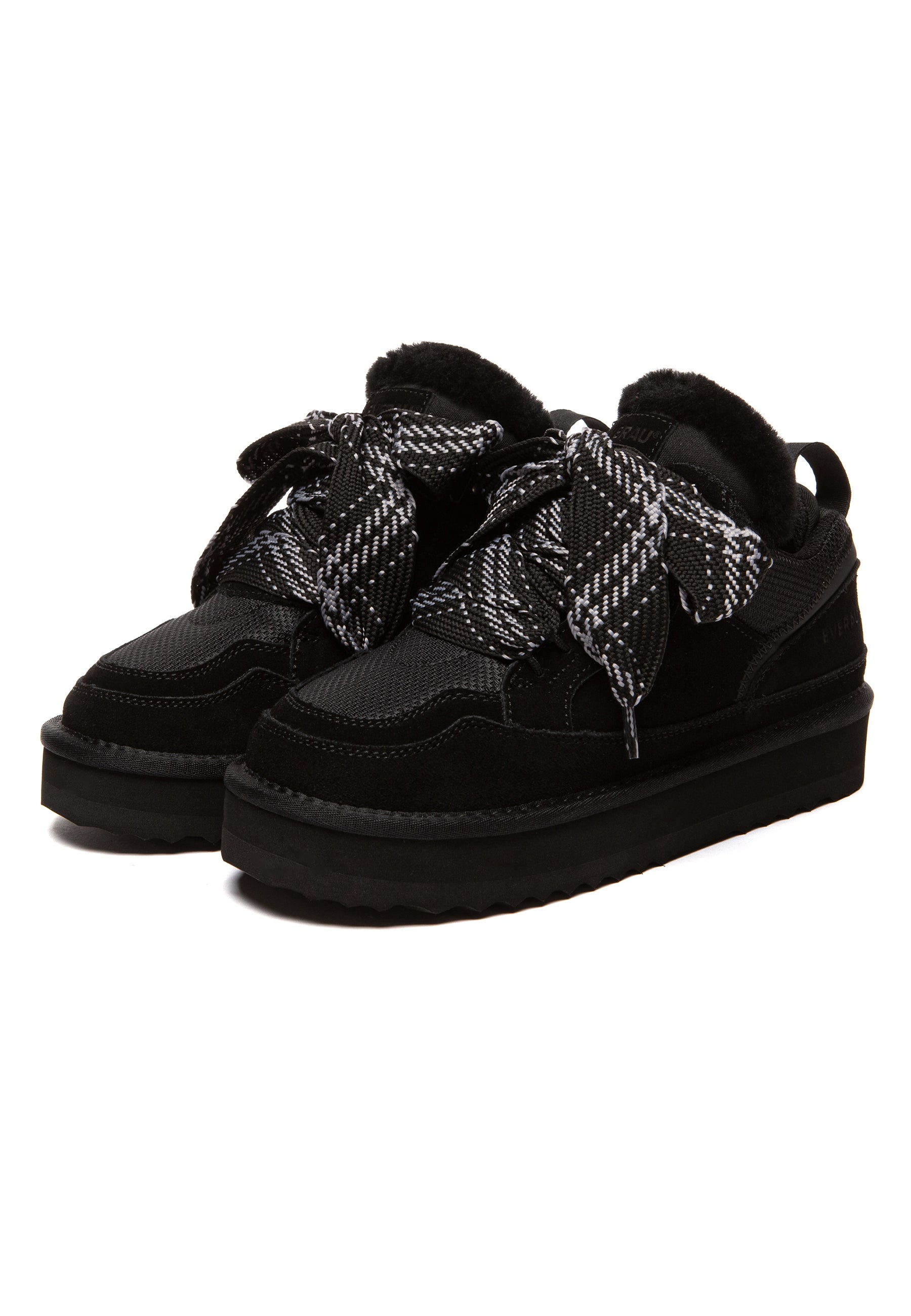 EVERAU Papuan Black Lace up Sneakersy Czarne