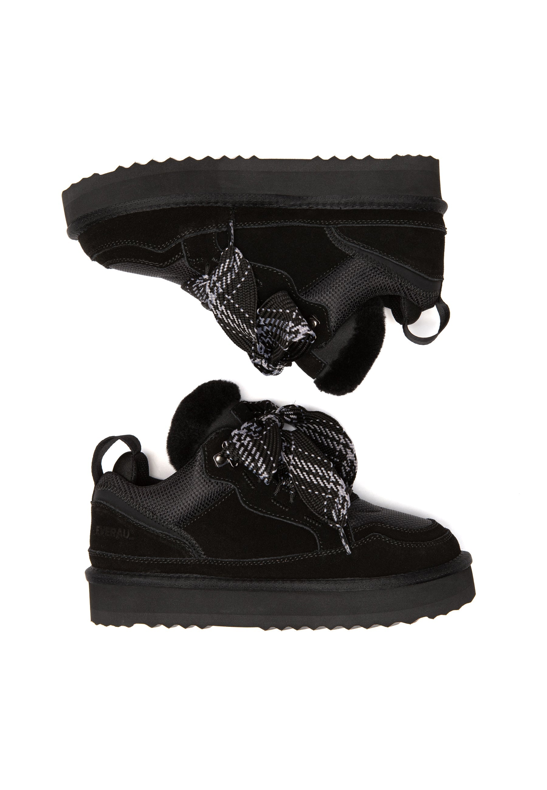 EVERAU Papuan Black Lace up Sneakersy Czarne