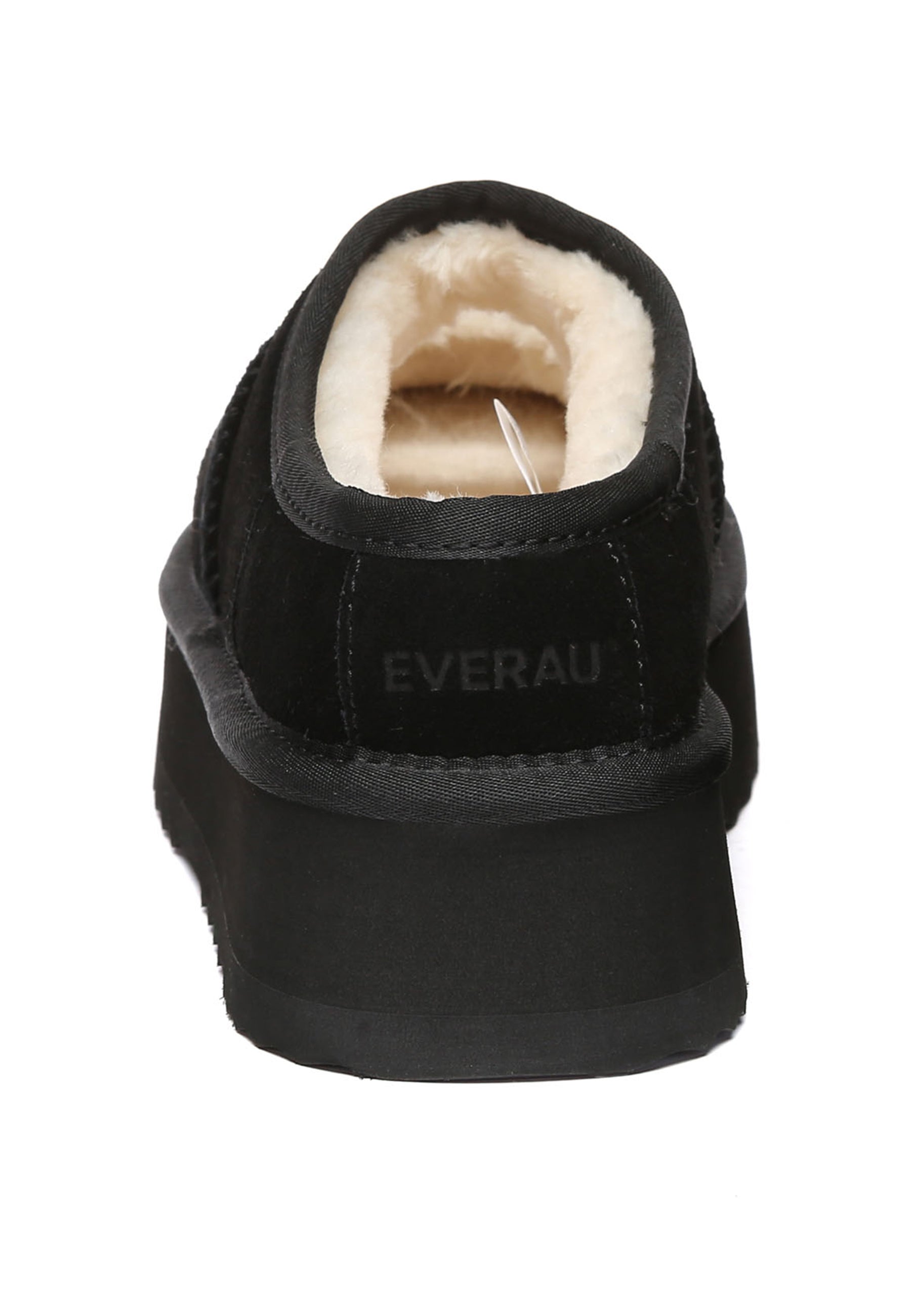 EVERAU Plumed Ankle Platform Slippers Kapcie Czarne