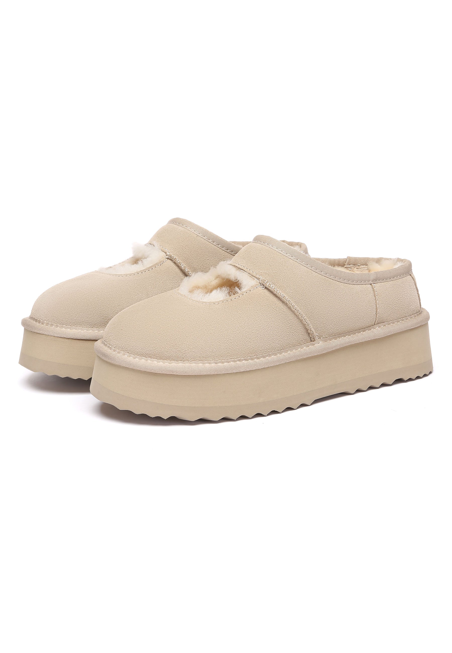 EVERAU Plumed Ankle Platform Slippers Kapcie Piaskowe