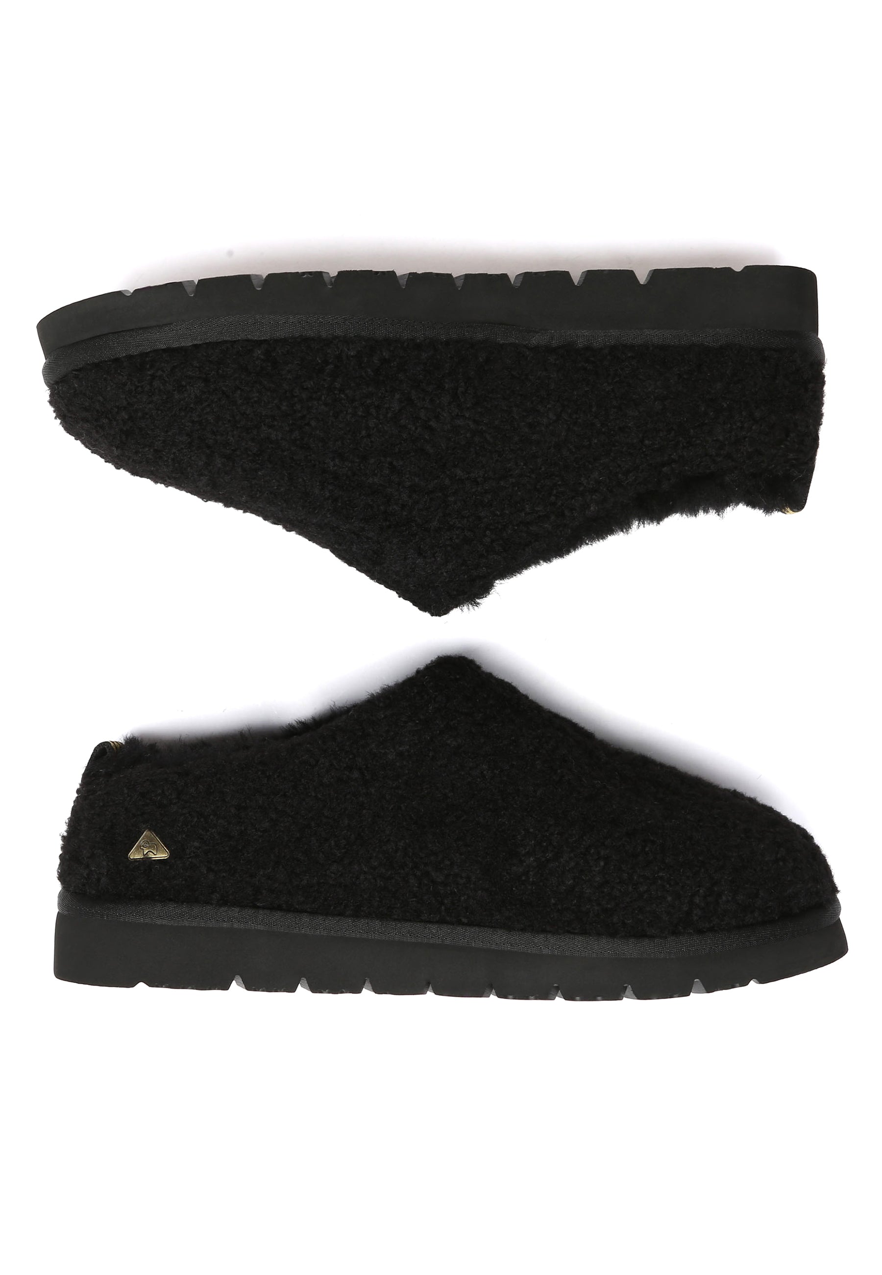 EVERAU Snipe Black Plush Ankle Slippers Kapcie Czarne