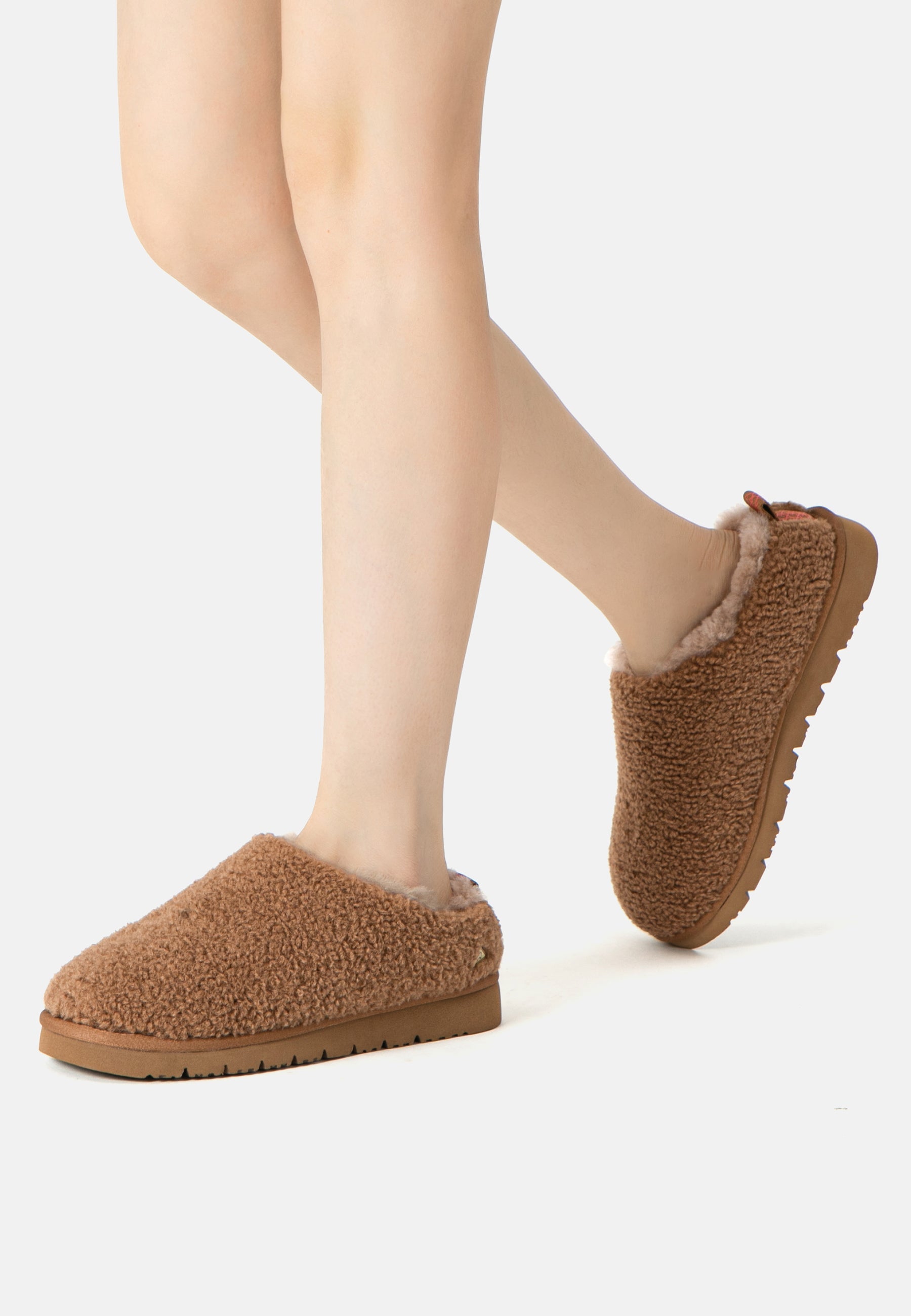 EVERAU Snipe Chestnut Plush Ankle Slippers Kapcie Brązowe
