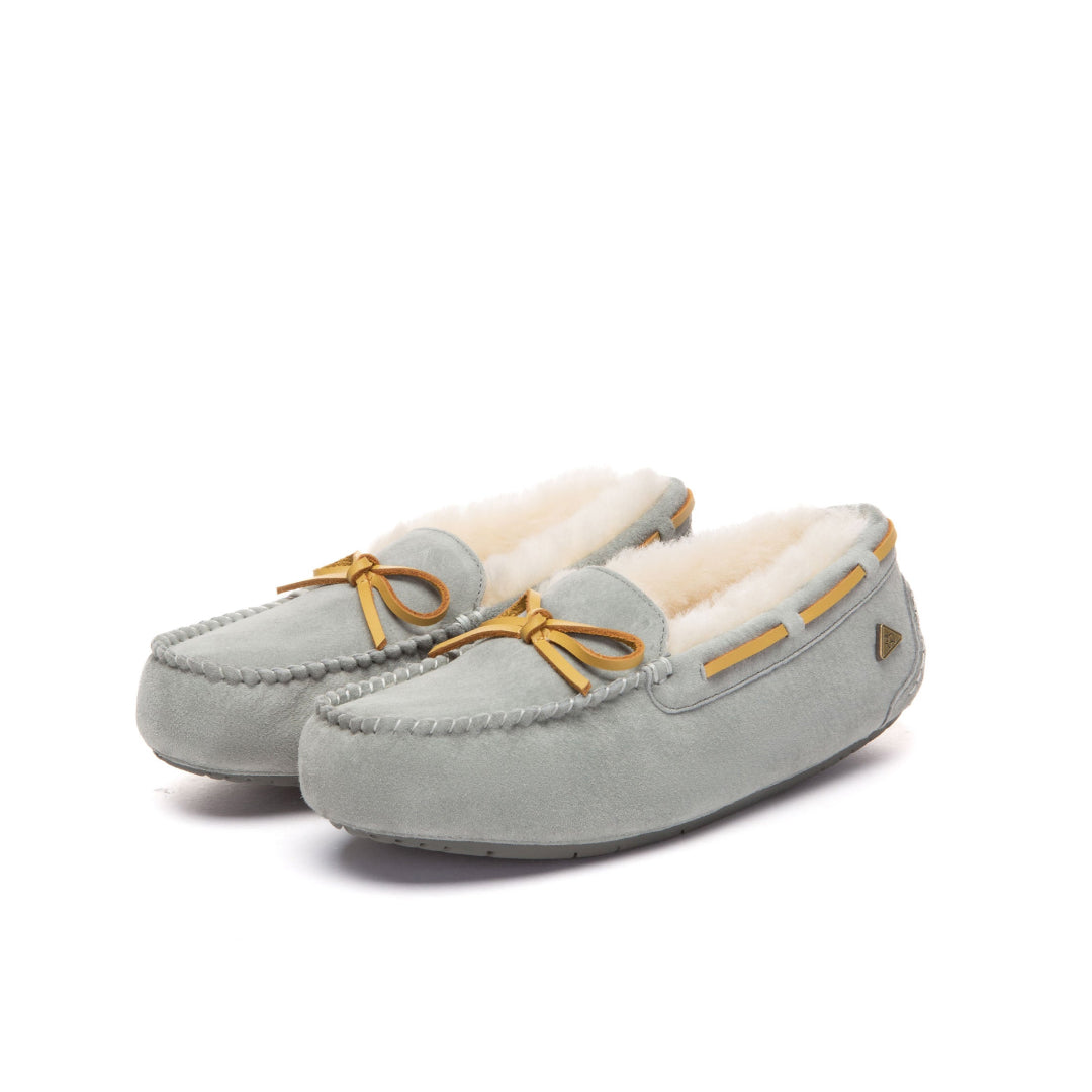 EVERAU Crested Leather Loafers Loafersy Szare