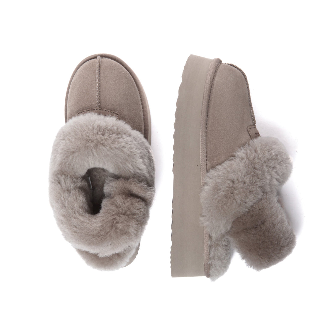 EVERAU Fantail Brown Leather Slippers With Two Removable Straps Kapcie Brązowe