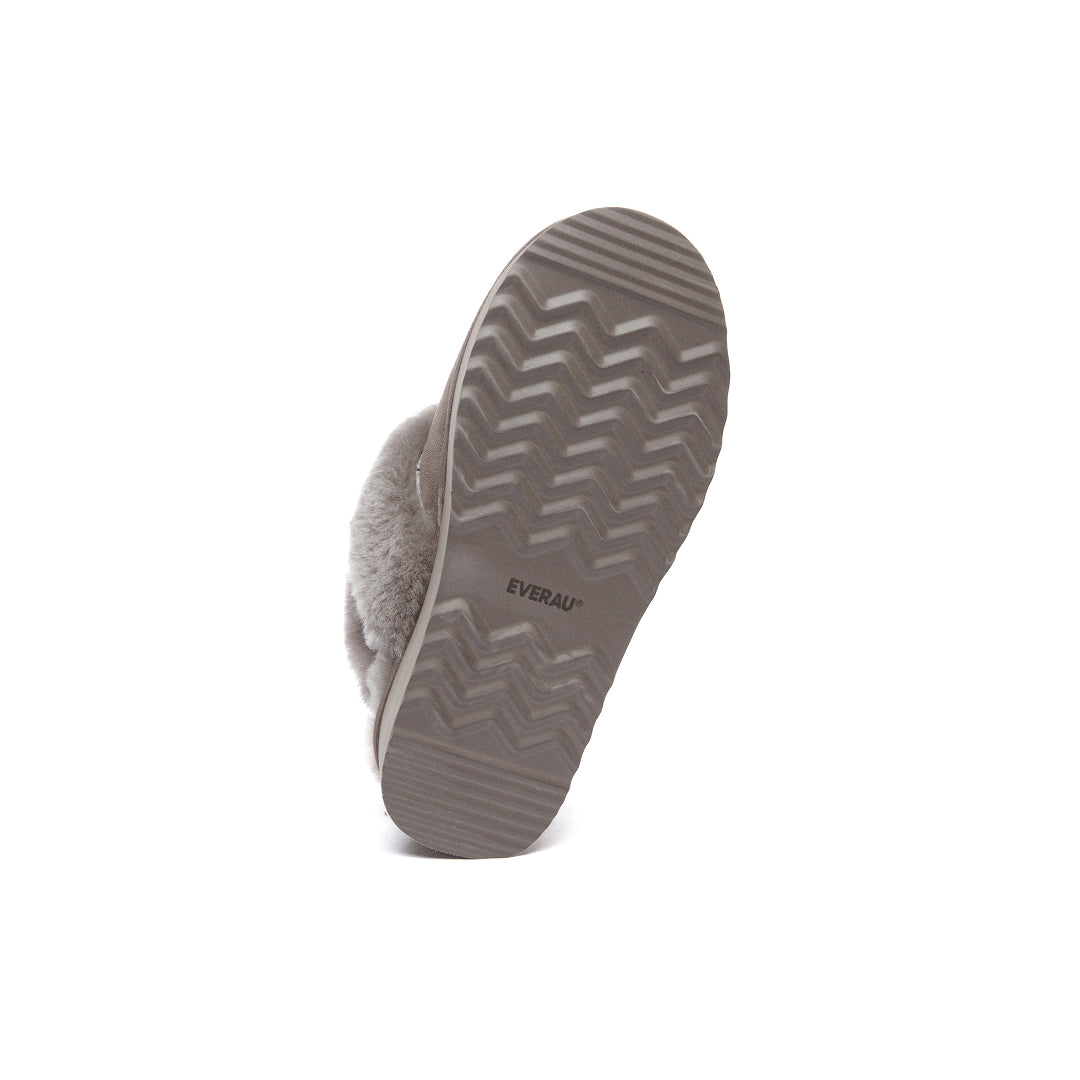 EVERAU Fantail Brown Leather Slippers With Two Removable Straps Kapcie Brązowe