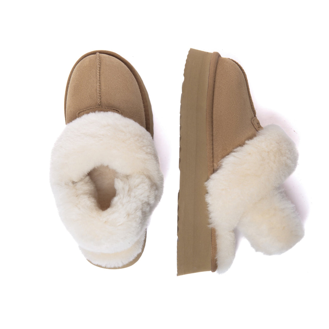 EVERAU Fantail Chestnut Leather Slippers With Two Removable Straps Kapcie Brązowe