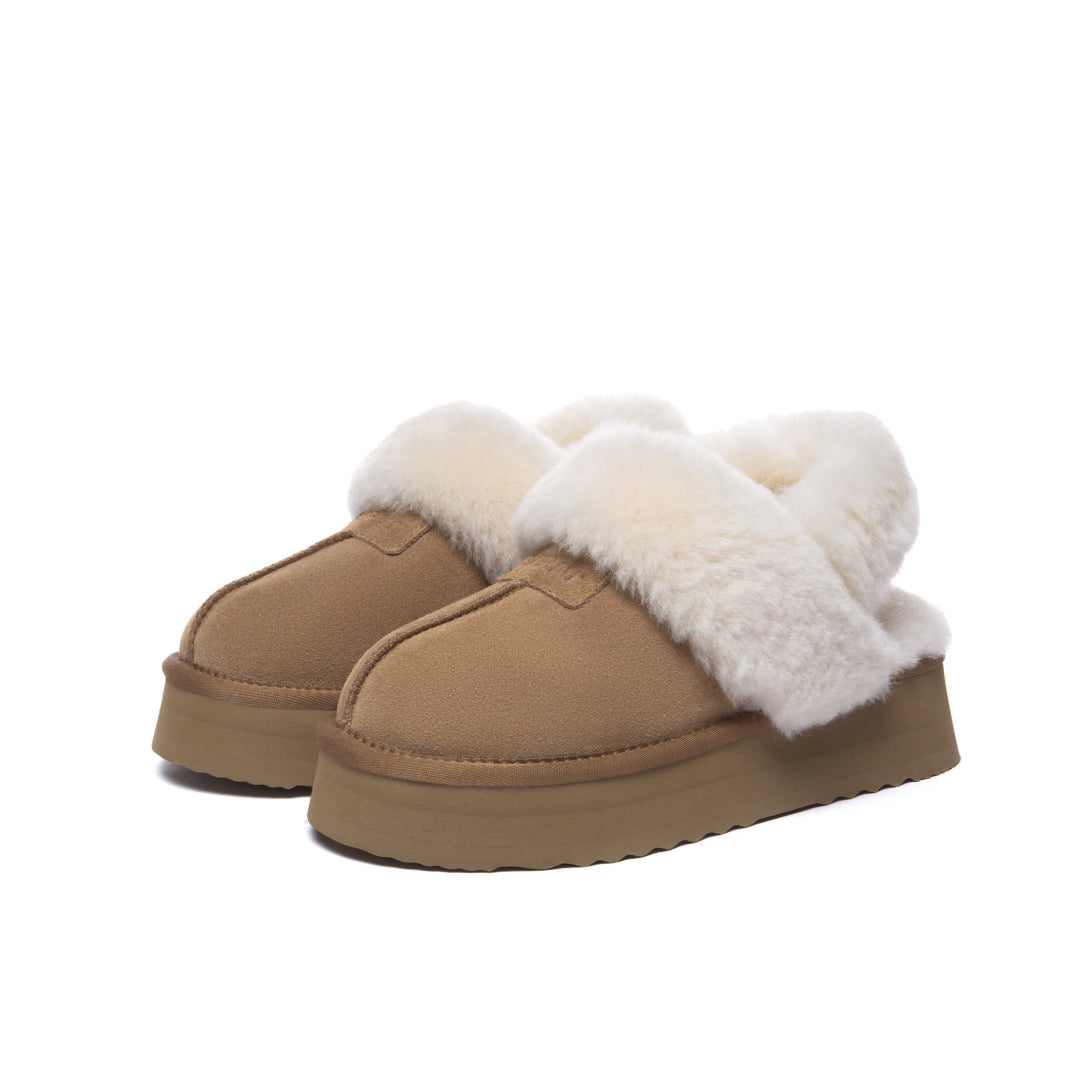 EVERAU Fantail Chestnut Leather Slippers With Two Removable Straps Kapcie Brązowe