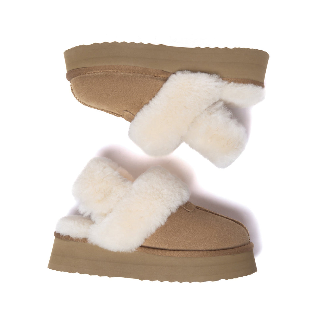 EVERAU Fantail Chestnut Leather Slippers With Two Removable Straps Kapcie Brązowe