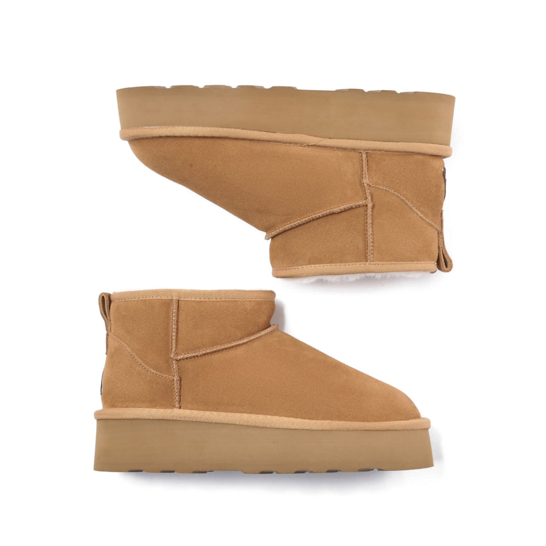 EVERAU Heron Chcestnut Ultra Mini Platform Boots Botki Brązowe