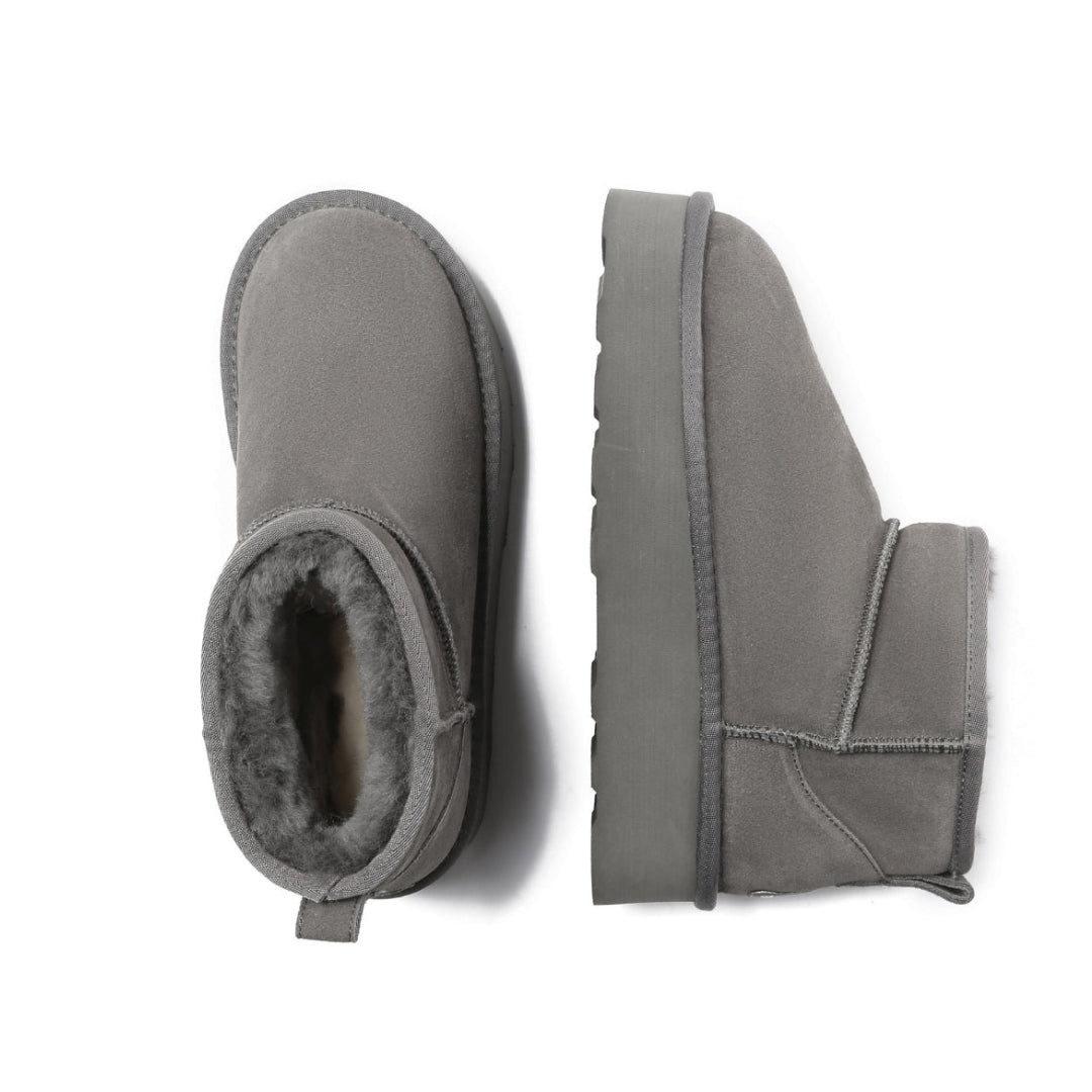 EVERAU Heron Grey Ultra Mini Platform Boots Botki Szare