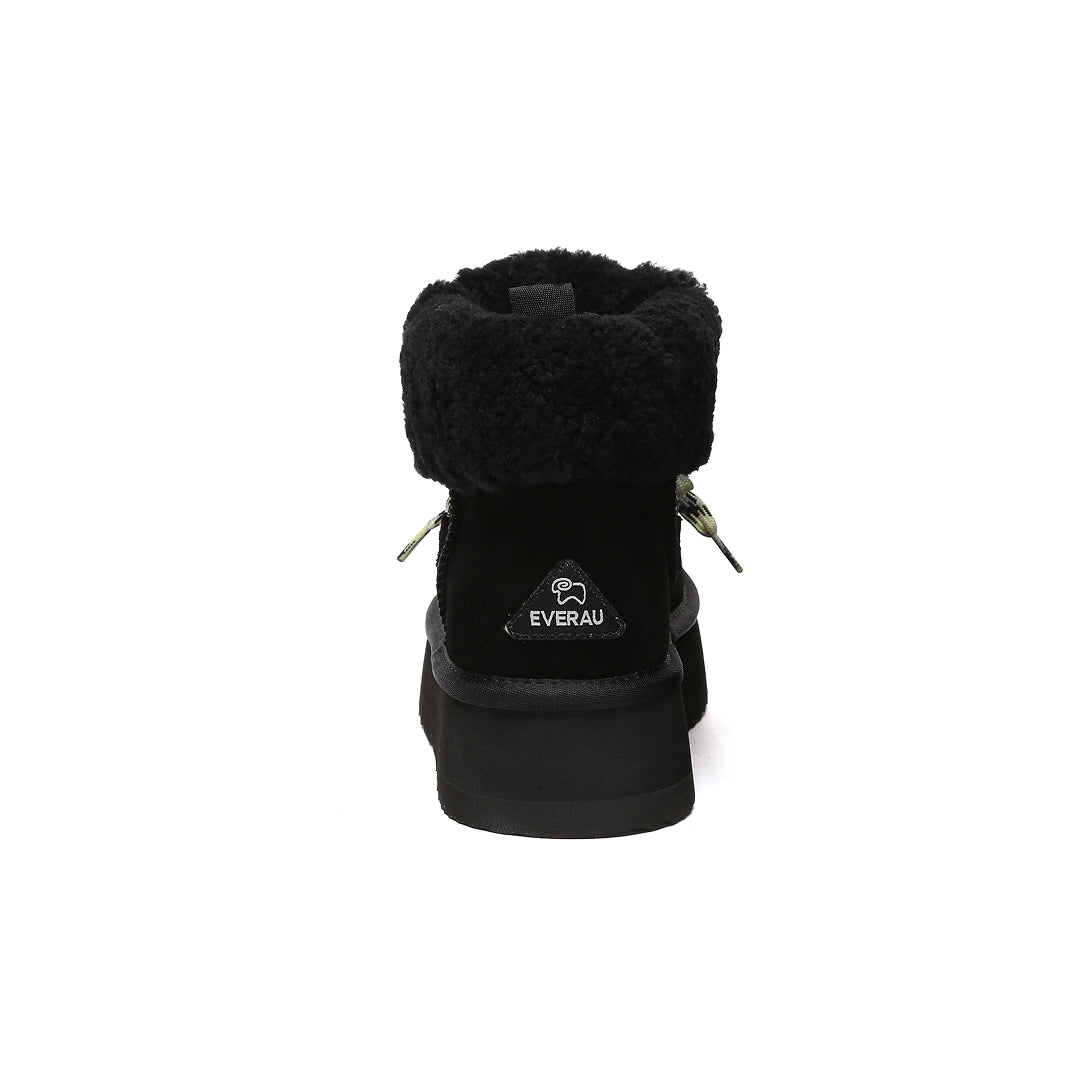 EVERAU Lapwing Black Ankle Platform Boots Botki Czarne