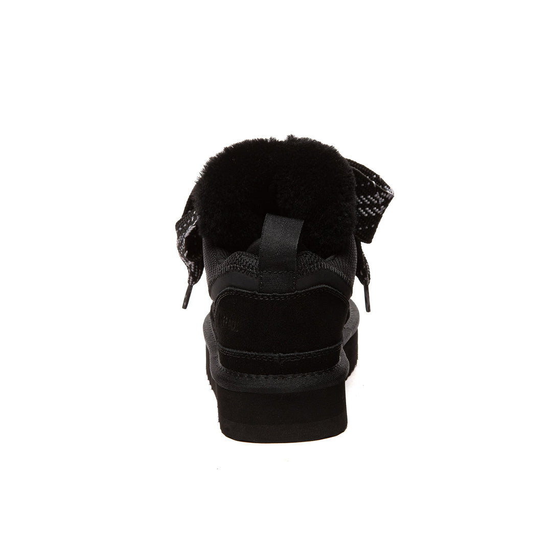 EVERAU Marbled Black Lace up Platform Boots Sneakersy Czarne