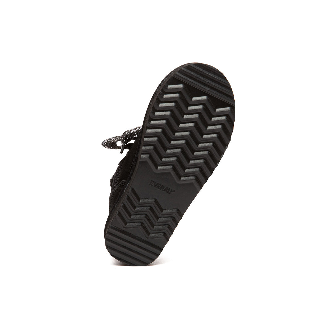 EVERAU Marbled Black Lace up Platform Boots Sneakersy Czarne